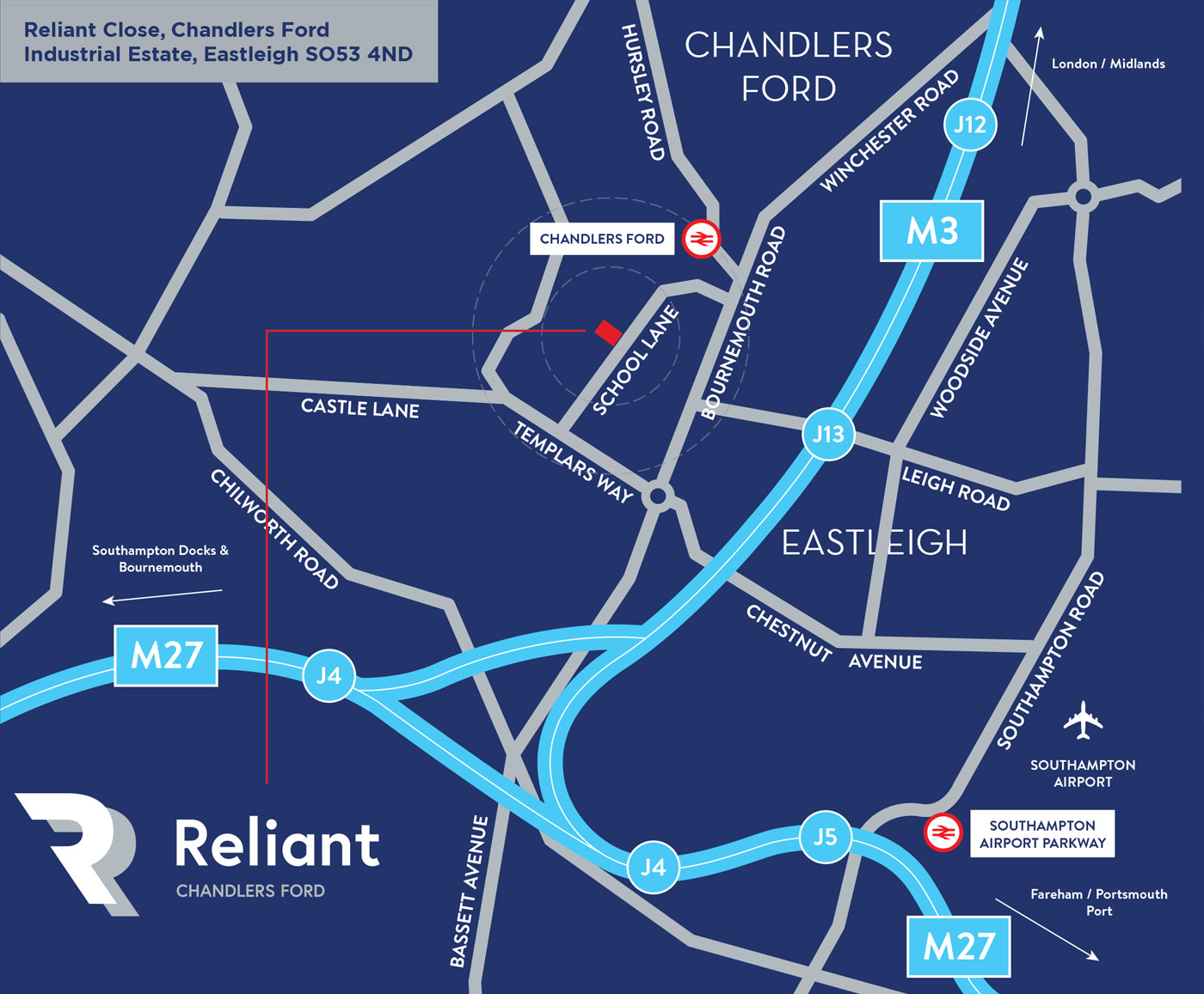 Chandlers Ford location map